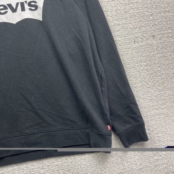 Levi's Graphic Sweatshirt Pullover Women Sz S Black w/ Classic Retro White Logo - Picture 3 of 13